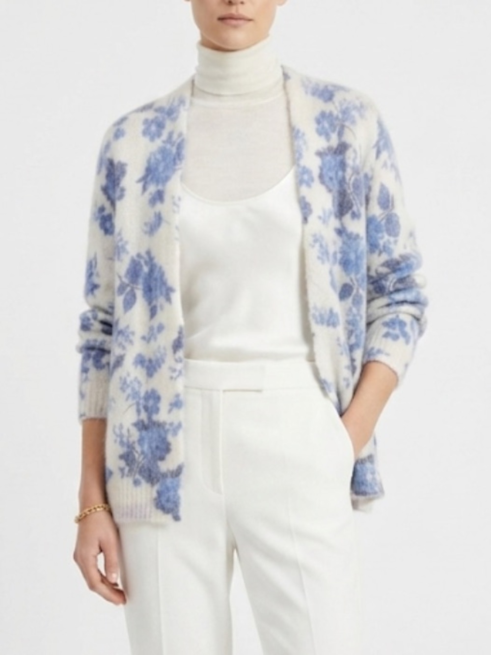 Bartolini Floral Mohair Alpaca Cardigan Sweater Size Small Italy Luxury